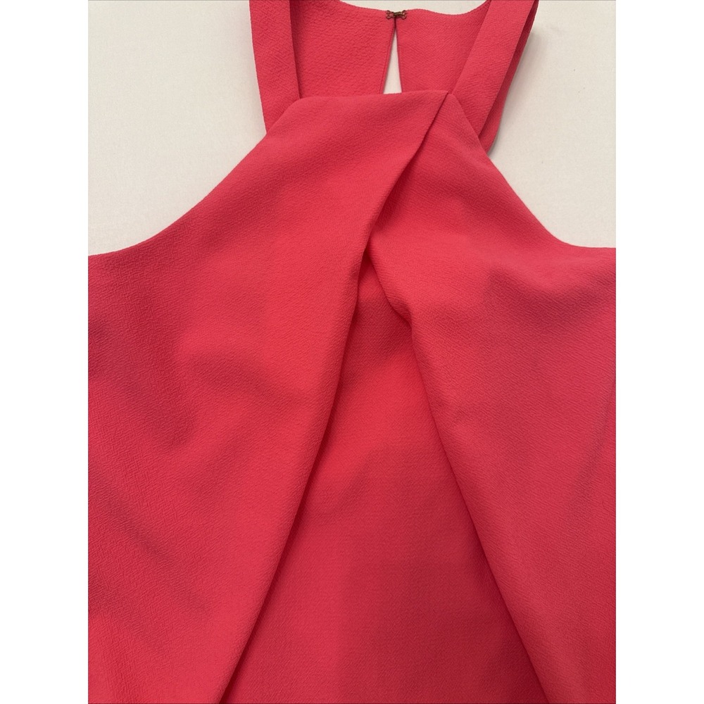Trina Turk Felisha Halter Dress Sz 4 Pink Coral Pleated Shift Wedding Guest - Picture 3 of 12